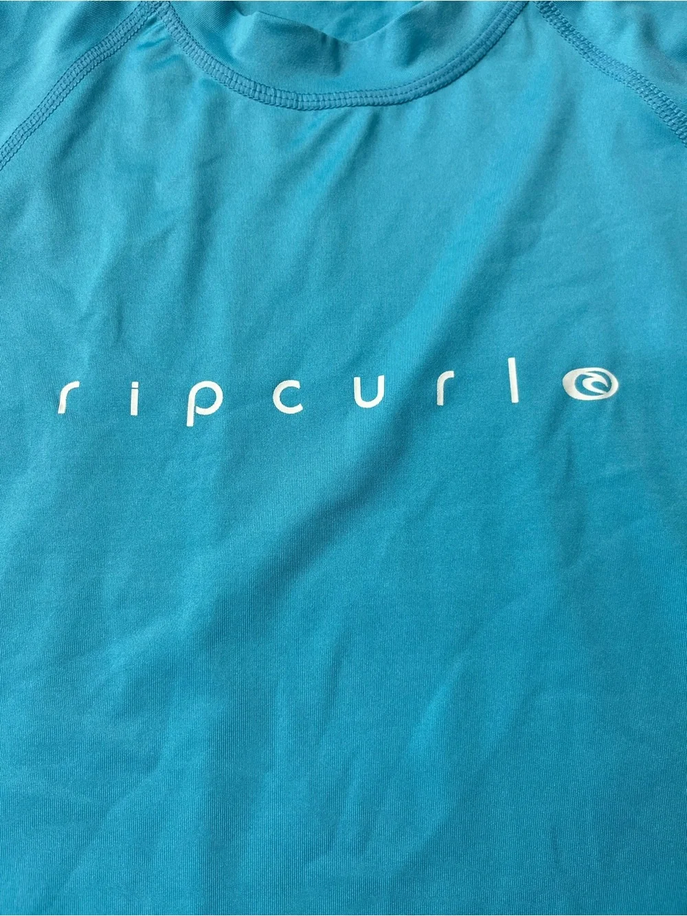 Rip Curl Teal Logo Short-Sleeve Kids Rash Guard